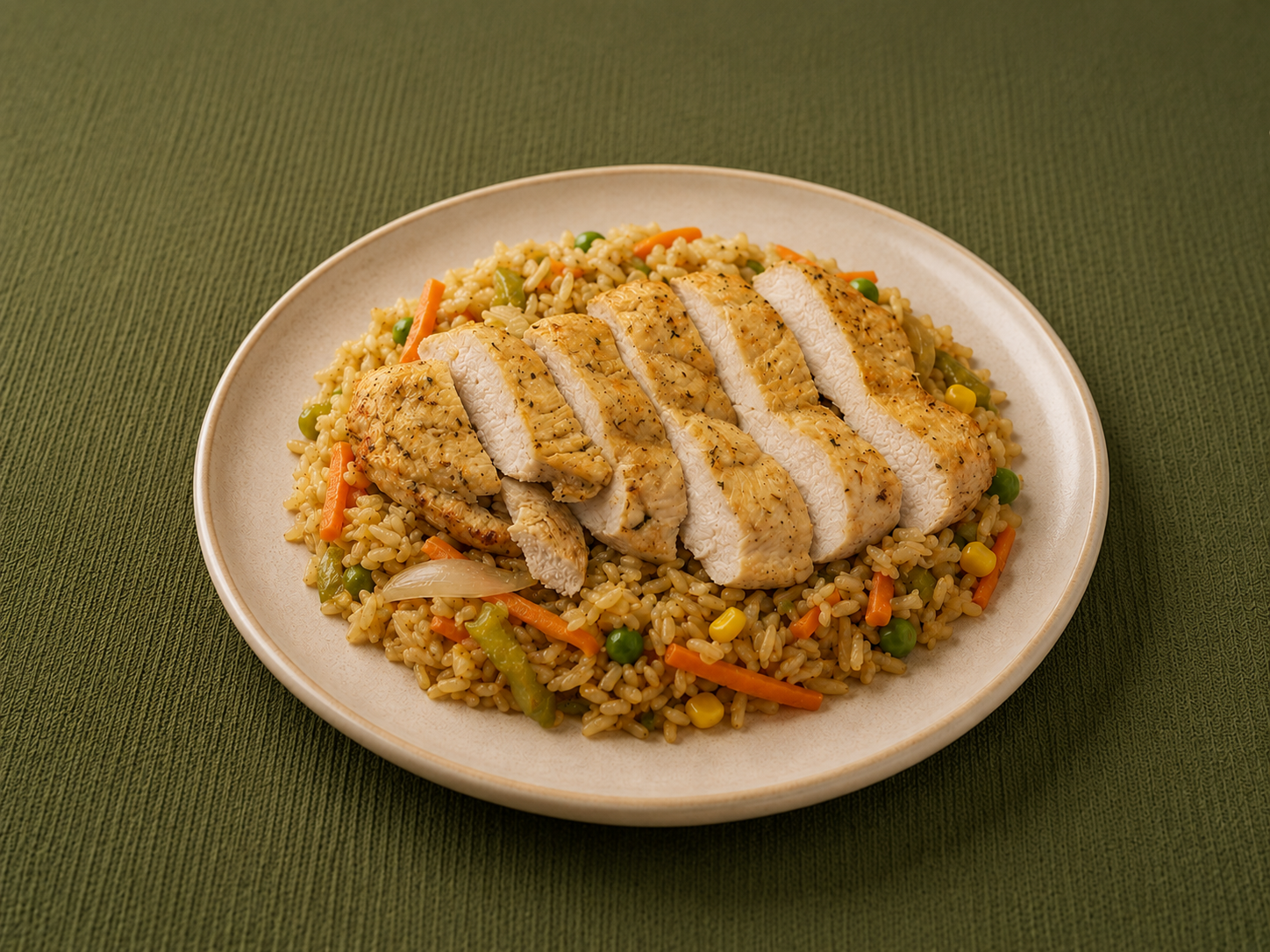 Arroz oriental con pollo